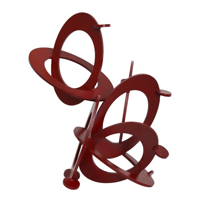 Contemporary Raspberry 2 - Original Red Abstract Geometric Steel Sculpture With Textured Powder Coat by Granville Beals For Sale - Image 3 of 7