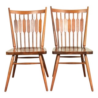 Kipp Stewart for Drexel Declaration Sculpted Walnut Side Chairs or Dining Chairs, Pair For Sale