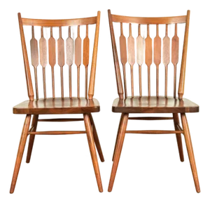 Kipp Stewart for Drexel Declaration Sculpted Walnut Side Chairs or Dining Chairs, Pair