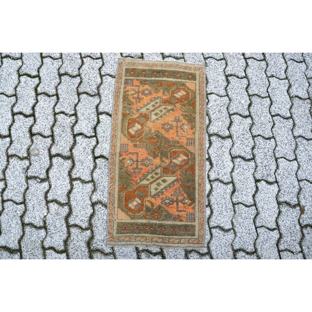 1960s Vintage Orange and Brown Rug For Sale - Image 6 of 6