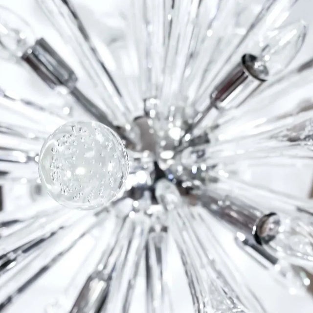 A pair of murano glass sputnik table lamps, the technique used to blow the glass is called ” bullicante”. Italian design...