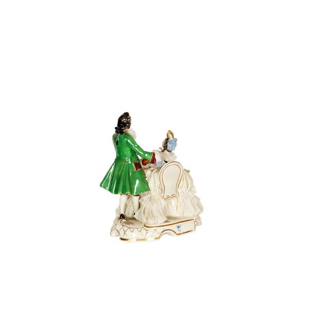Baroque Porcelain Figure of Couple Playing Lute from Capodimonte, Early 20th Century For Sale - Image 3 of 9