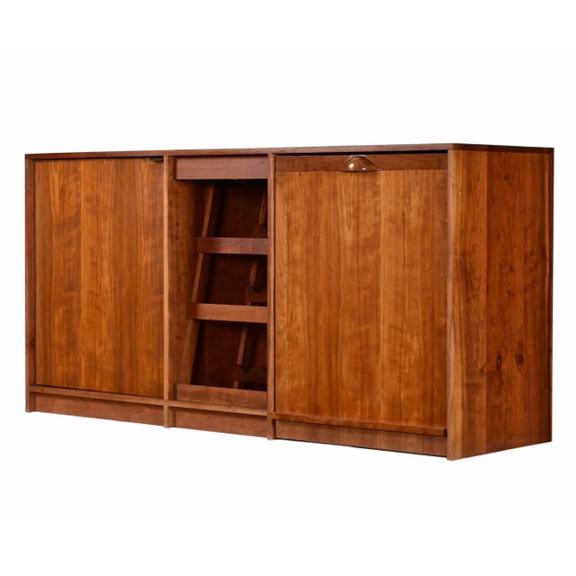 Custom Made Buffet Credenza With Lighted Wine Bar and Hidden Bar Cart For Sale - Image 6 of 17