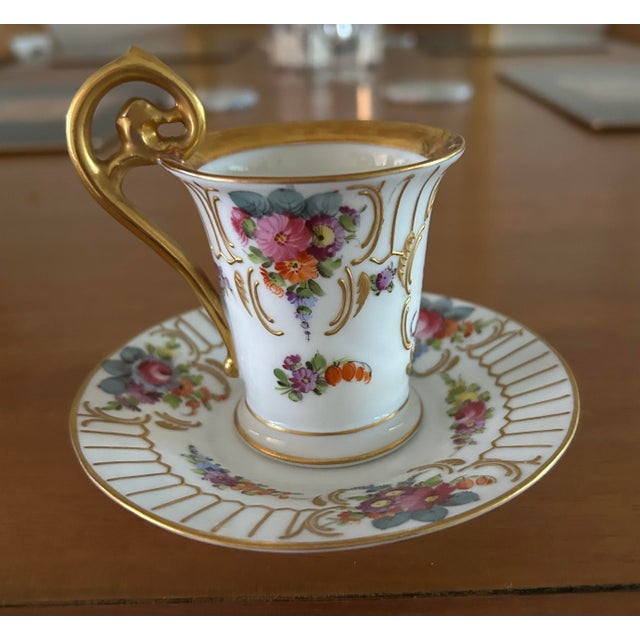 Late 19th Century Rare Antique Dresden Dematasse Cup and Saucer by Carl Thieme For Sale - Image 5 of 7