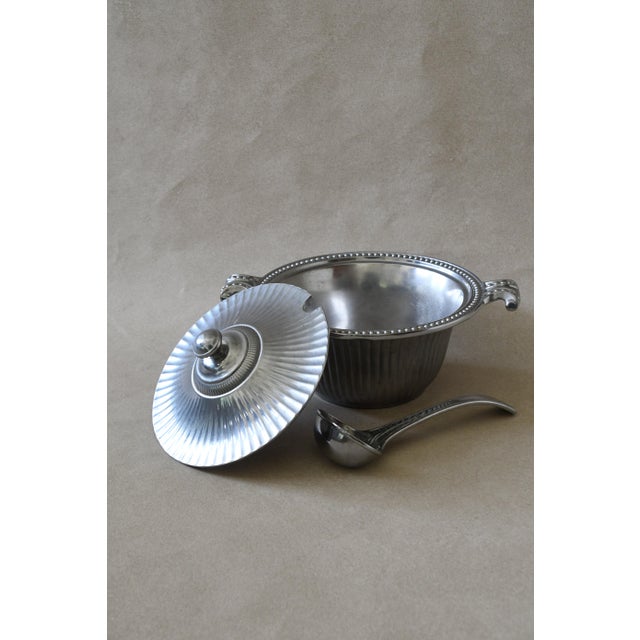 Traditional Antique Fluted Silverplate Tureen For Sale - Image 3 of 3