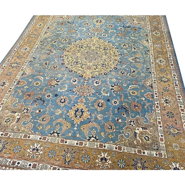 1950s Vintage Persian Tabriz Area Rug 9’3″ X 12’7″ For Sale - Image 4 of 9