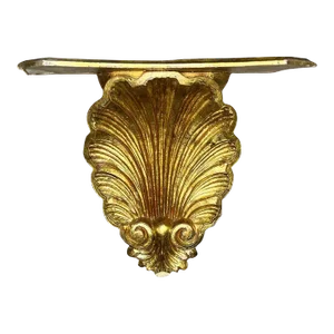 Gilt Italian Florentine Shell Mounted Wall Shelf With Gold Shell Motif - Italy