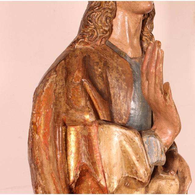 Spanish Artist, Saint John the Baptist and the Virgin Mary from a Crucifixion Group, 1500, Walnut, Set of 2 For Sale - Image 18 of 18