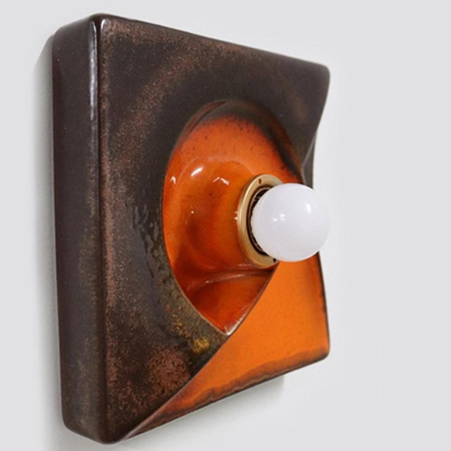 Brown Ceramic Lamp from Pan Keramik, Germany, 1970s For Sale - Image 10 of 17