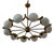 Italian Murano Glass Chandelier with 10 White Spheres and Radial Brass Structure, 2000s For Sale