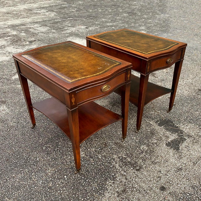 Vintage Leather Top Side Tables, a Pair Chairish