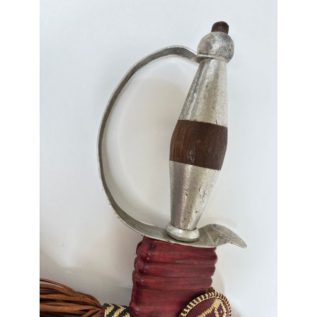 Mandinka Ceremonial Sword With Decorated Red Leather Scabbard West Africa 1950 For Sale - Image 13 of 15