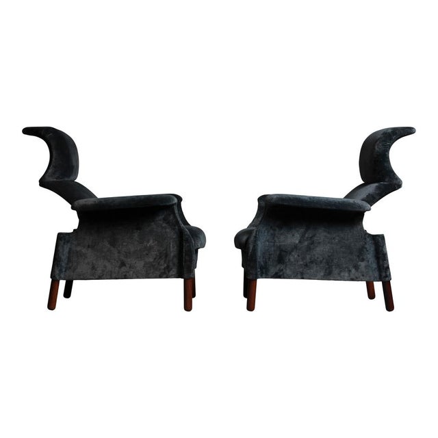 1960s Sanluca Lounge Chairs in Blue Velvet by Achille & Pier Giacomo Castiglioni for Gavina, 1960, Set of 2 For Sale - Image 5 of 18