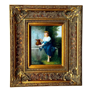 Vintage European Style Gilt Frame Figural Painting Signed S. Depardieu