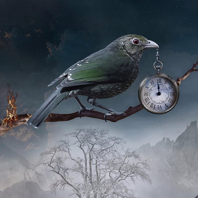 Surrealism The Last Drop of Water by Marcin Owczarek | Photography - Dye Sublimation on Aluminum featuring animals in a dry landscape For Sale - Image 3 of 5