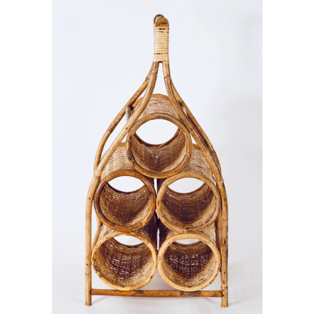 Mid 20th Century Rattan & Bamboo Wine Rack For Sale - Image 4 of 13