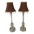 1930s Pair of Vintage Etched Glass and Crystal Candlestick Lamps Completely Restored For Sale