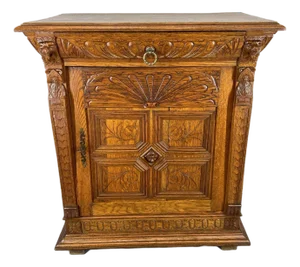 French Oak Carved Nightstand