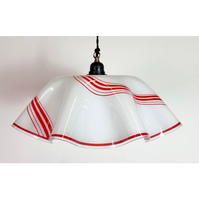 Industrial Vintage Glass Ceiling Light, 1970s For Sale - Image 3 of 18