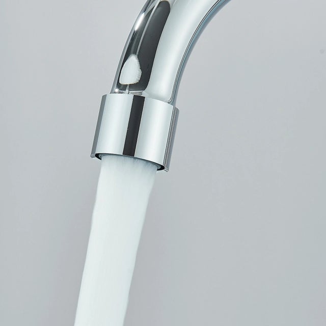 Chrome Chrome Bathroom Sink Faucet 3 Holes 4in Centerset Basin Vanity Mixer With Drain For Sale - Image 8 of 12