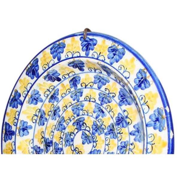 Vintage Hand-Painted Portuguese Ceramic Decorative Wall Plate For Sale In Portland, ME - Image 6 of 8