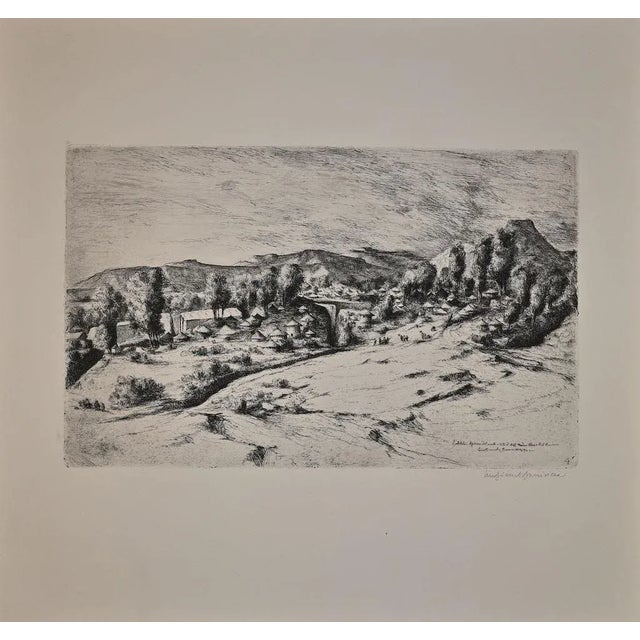 Lalibela - Bièt Gàbriel is an original etching on paper realized by Lino Bianchi Barriviera in 1942. Hand-signed in pencil...