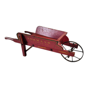 19thc Original Red Painted Wooden Wagon W/ Stenciling