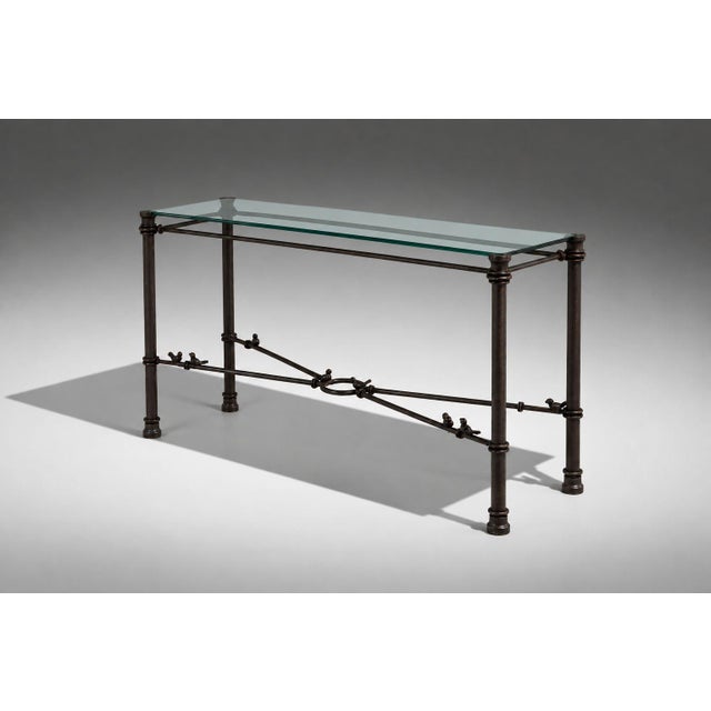 Giacometti Style, Console Table, Forged Metal, Glass, Usa, 1970s For Sale - Image 4 of 15