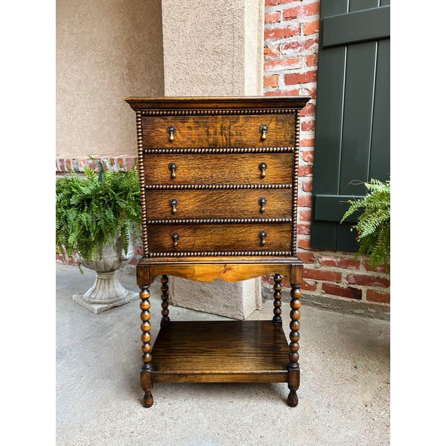 Antique English Music Cabinet Office File Jacobean Petite End Table Tiger Oak. Direct from England, a quite unique antique...