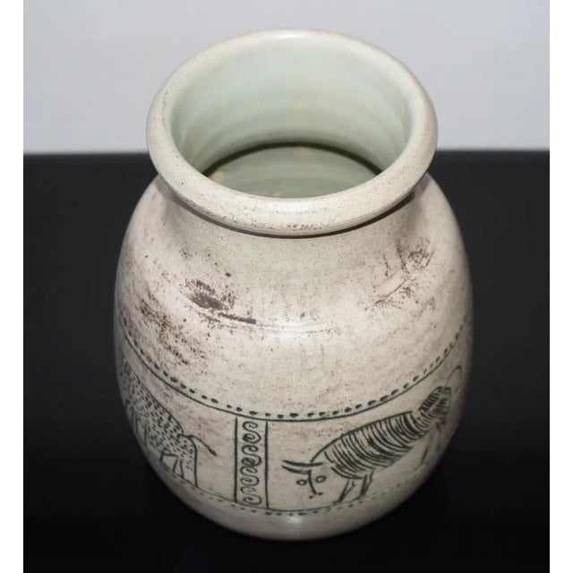 1950s Mid-Century Studio Ceramic Vase with Animal Designs by Jacques Blin, 1950s For Sale - Image 5 of 7