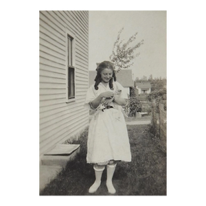 Early 20th Century Snapshot Photograph Young Woman and Kitten