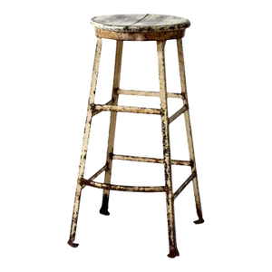 Vintage Industrial Stool With Wood Seat
