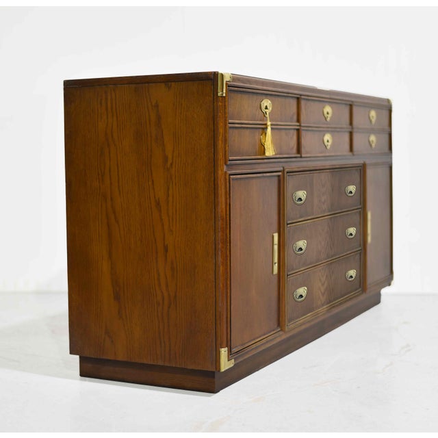 Lexington Furniture 1970s Campaign Style 6 Drawer Sideboard by Lexington Furniture For Sale - Image 4 of 12