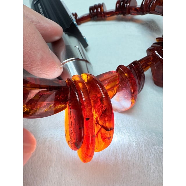 Vintage Baltic Amber Slab Necklace | 53.3g Hand‑Cut Cognac Amber | Sterling Clasp For Sale - Image 12 of 18