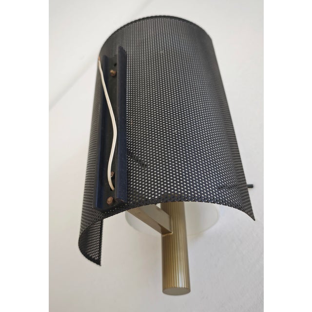 Opal Glass, Brass and Black Enamelled Metal Wall Lamp in the style of Stilnovo, Italy, 1960s For Sale - Image 16 of 18