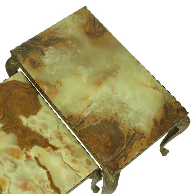 Hollywood Regency Nesting Tables in Onyx and Marble, 1950s, Set of 3 For Sale - Image 9 of 17