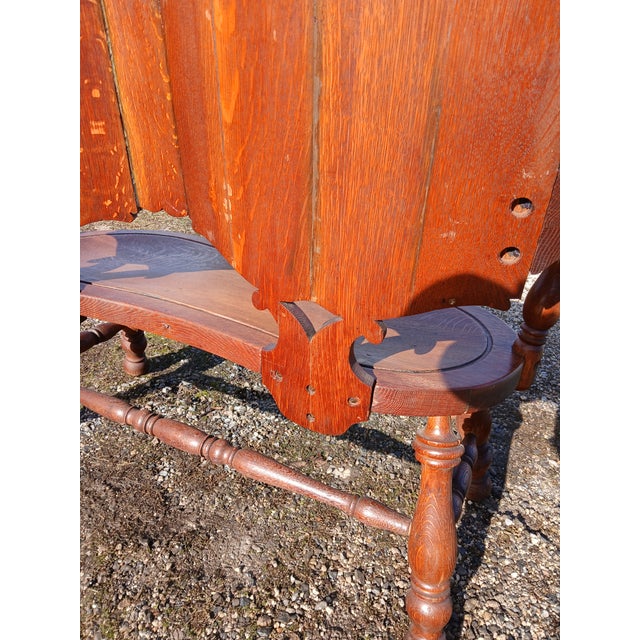 Antique George Arndt Carved Monk Hall Bench Seat Quarter Sawn Oak 1920s For Sale - Image 12 of 12