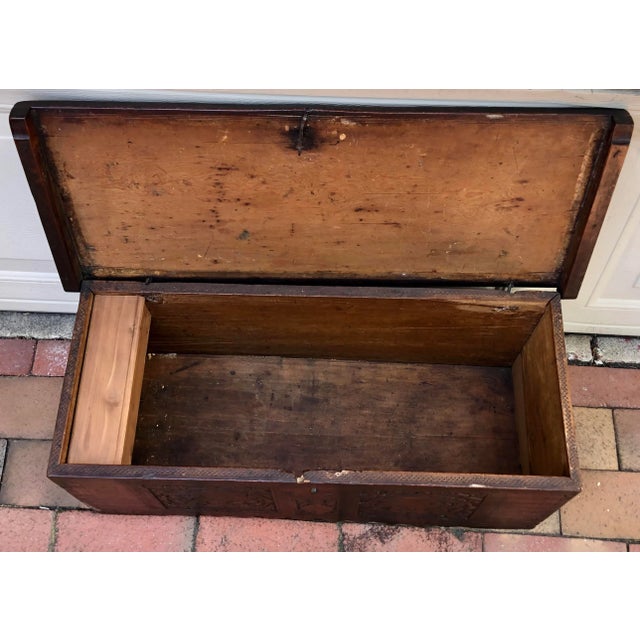 Late 19th Century 19th C. Small Carved Wooden Coffer For Sale - Image 5 of 13