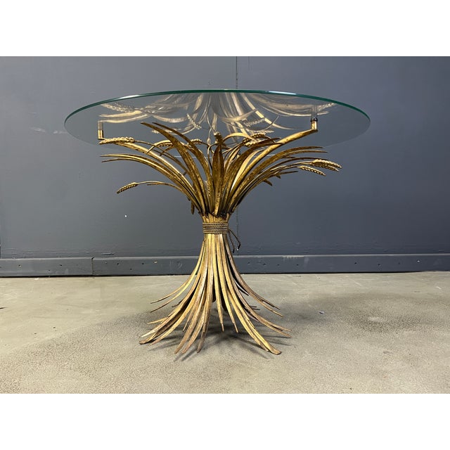 Vintage Glass and Gilt Metal Sheaf of Wheat Coffee Table in the style of Coco Chanel, 1960s For Sale - Image 4 of 10