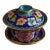 Vintage Chinese Cobalt Blue Cloisonné Enamel Floral "Three-Piece" Tea Bowl Set For Sale