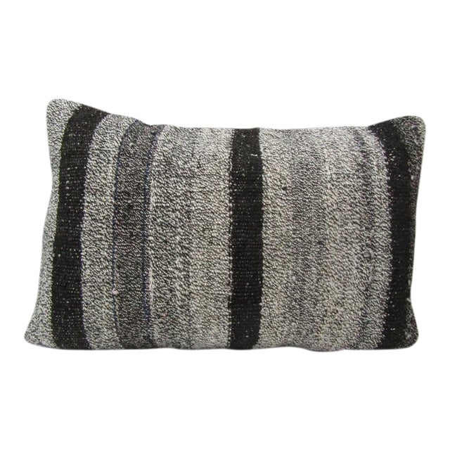 Gray & Black Kilim Pillow For Sale