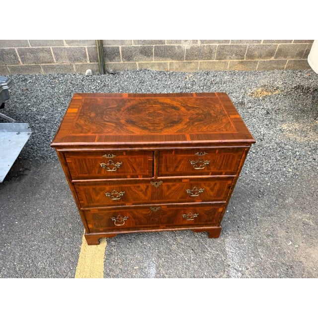 English Antique Georgian Style Burr Walnut Chest of Drawers For Sale - Image 3 of 17