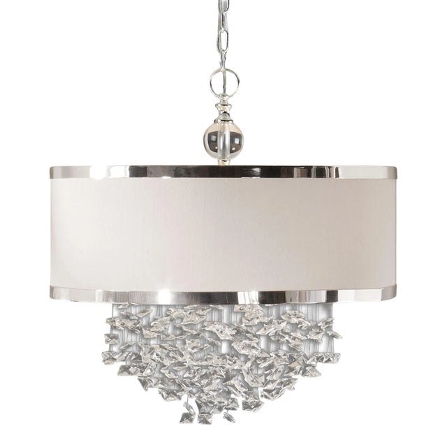 Fascination 3 Light Silken Drum Pendant For Sale
