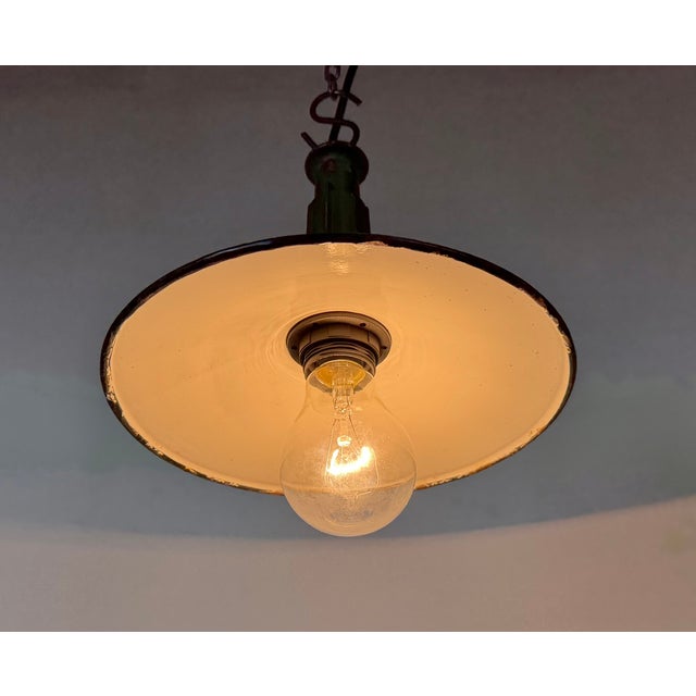 Industrial Blue Enamel Military Pendant Lamp with Cast Aluminium Top, 1960s For Sale - Image 10 of 18