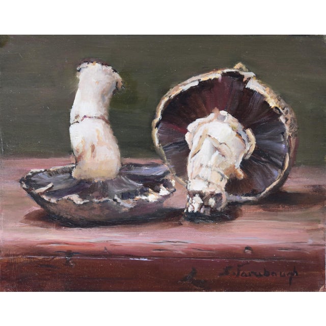 Portabellas by Sheri Farabaugh | Oil on panel Still life of two portabella mushrooms For Sale