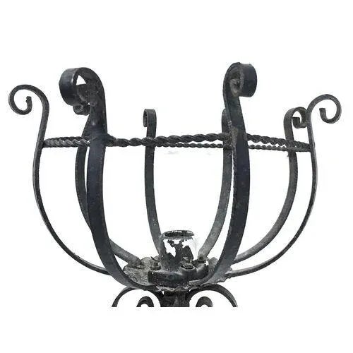 Pair of Black Forged Iron Gothic Sconces For Sale - Image 4 of 9