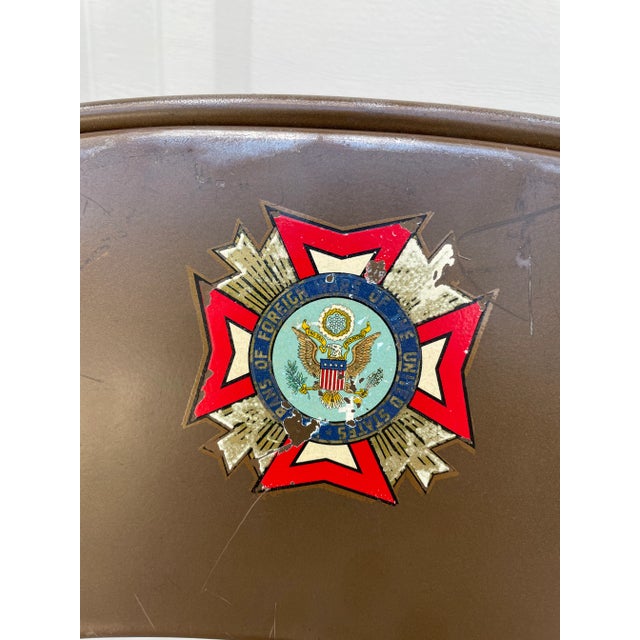 Pair of two unique 1950s industrial metal folding chairs with wood seat. Beautiful wood patina on the seats. Weathering...