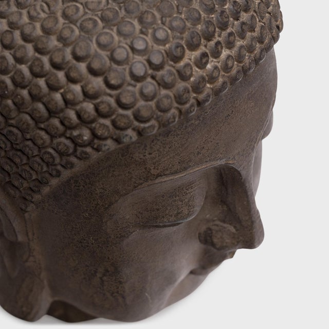 Chinese Stone Shakyamuni Buddha Head, C. 1900 For Sale - Image 4 of 5