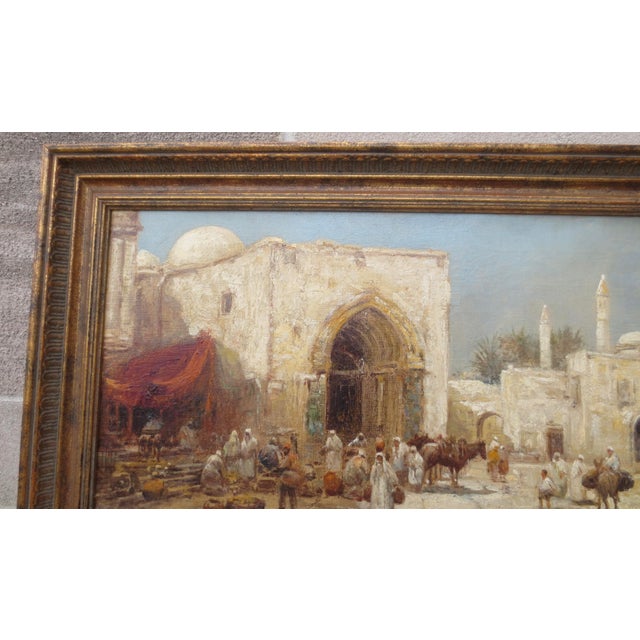 Moroccan Market Oil on Canvas by Arthur Diehl Circa 1911 For Sale - Image 4 of 8