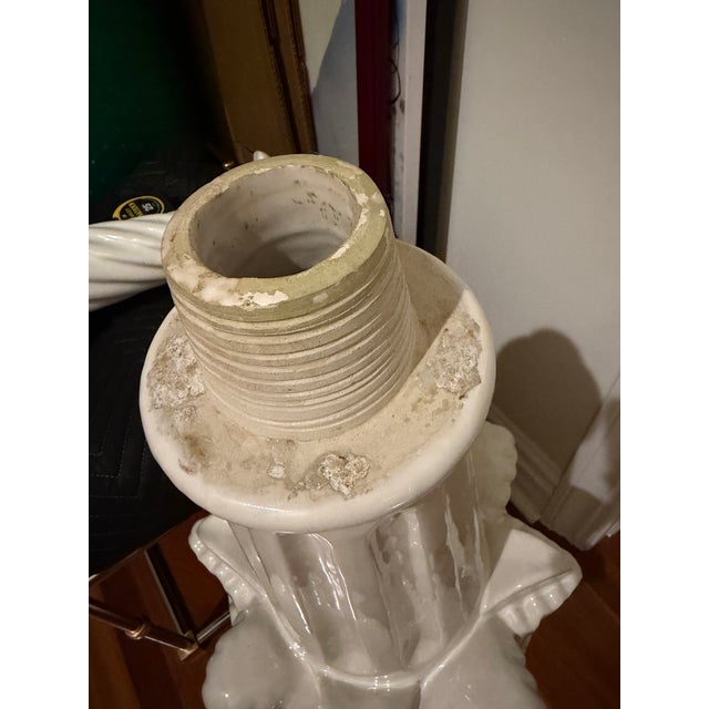White Monumental Mid-Century Viúva Lamego Portuguese White Glazed Ceramic Finial, 48.5” For Sale - Image 8 of 12